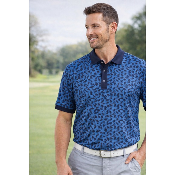 Jack Nicklaus Other - Jack Nicklaus Golf Polo Men L Blue Pattern StayDri Performance Shirt Lightweight